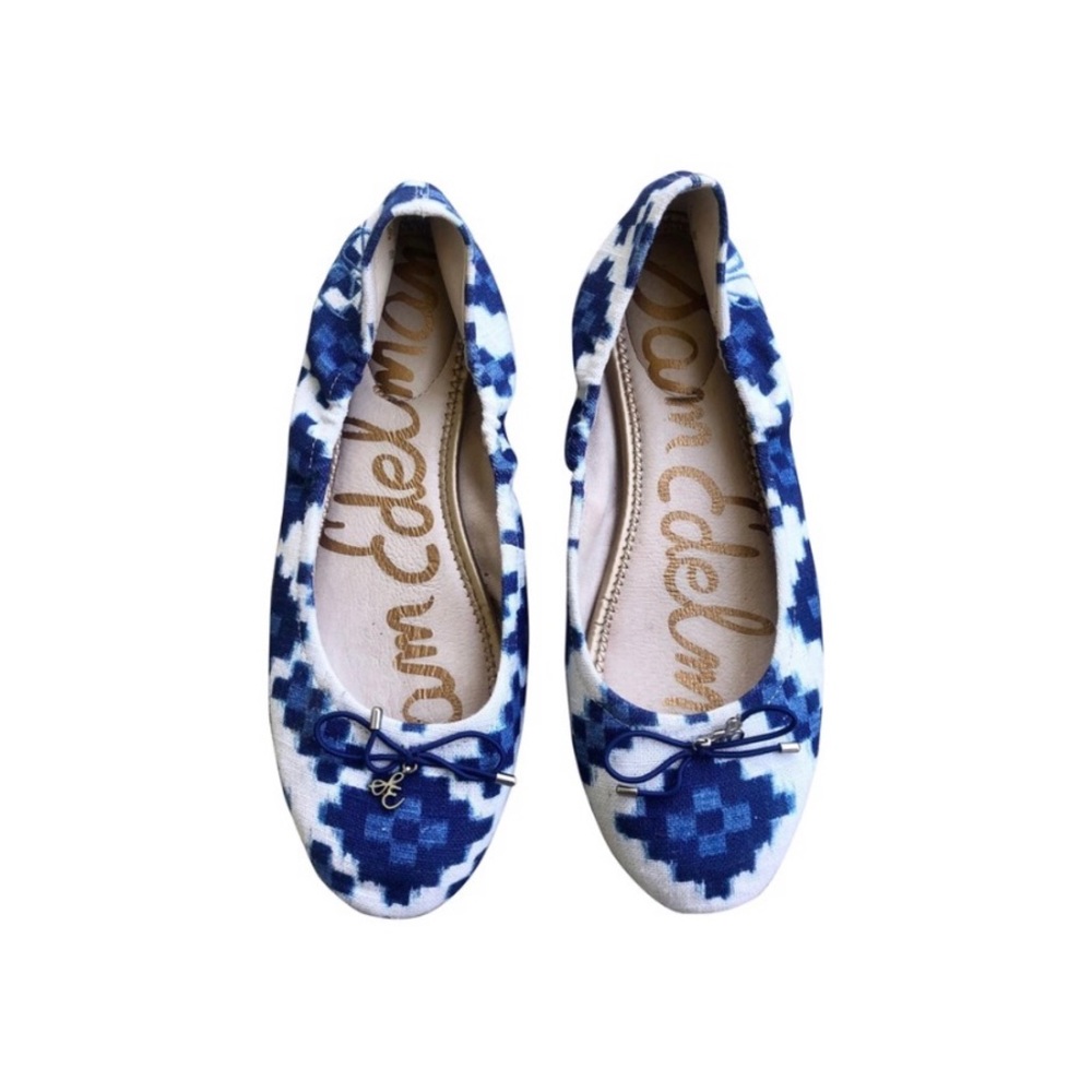 Sam Edelman Blue Felicia Ikat Print Flat 7.5